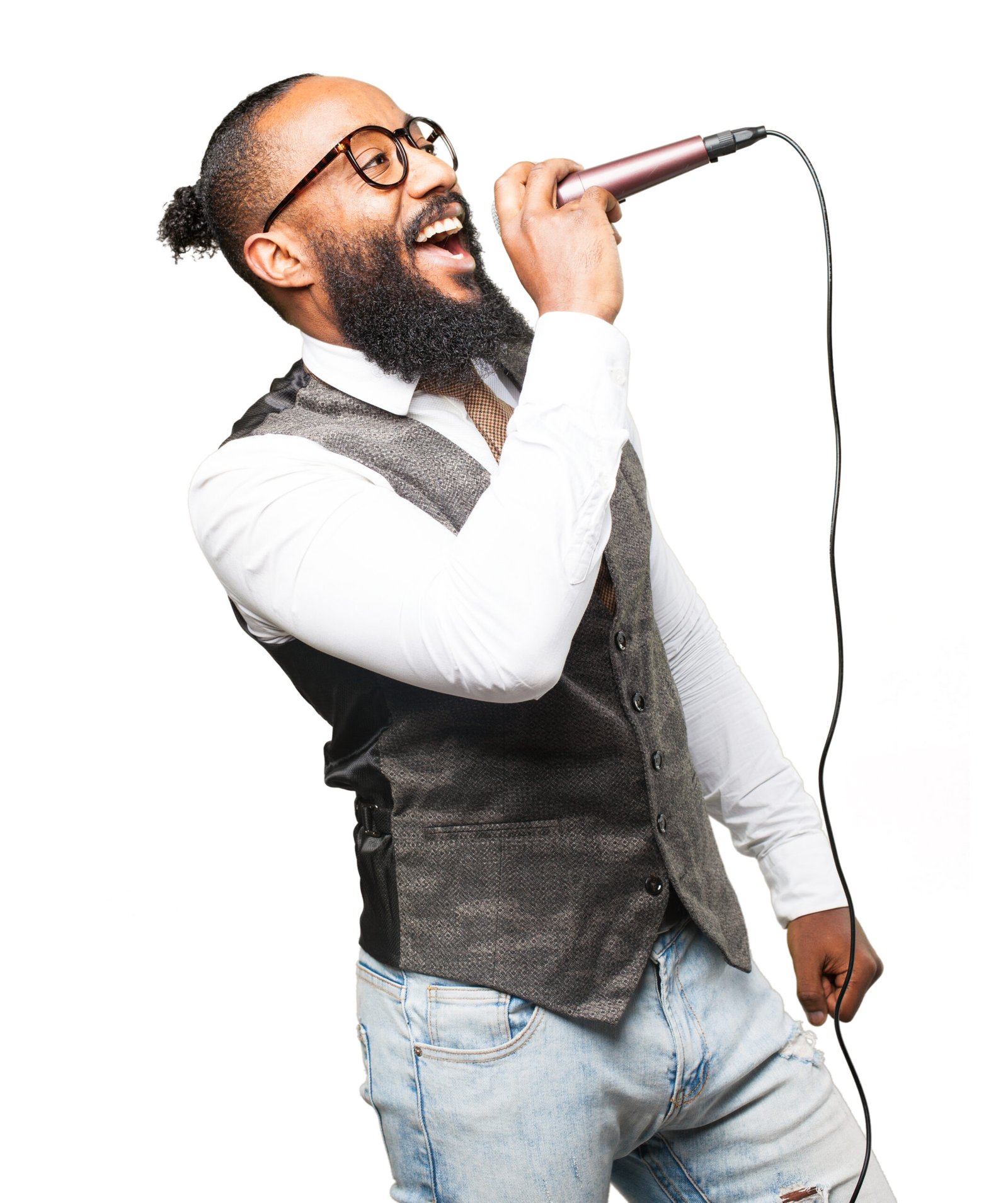 cool black man with a microphone